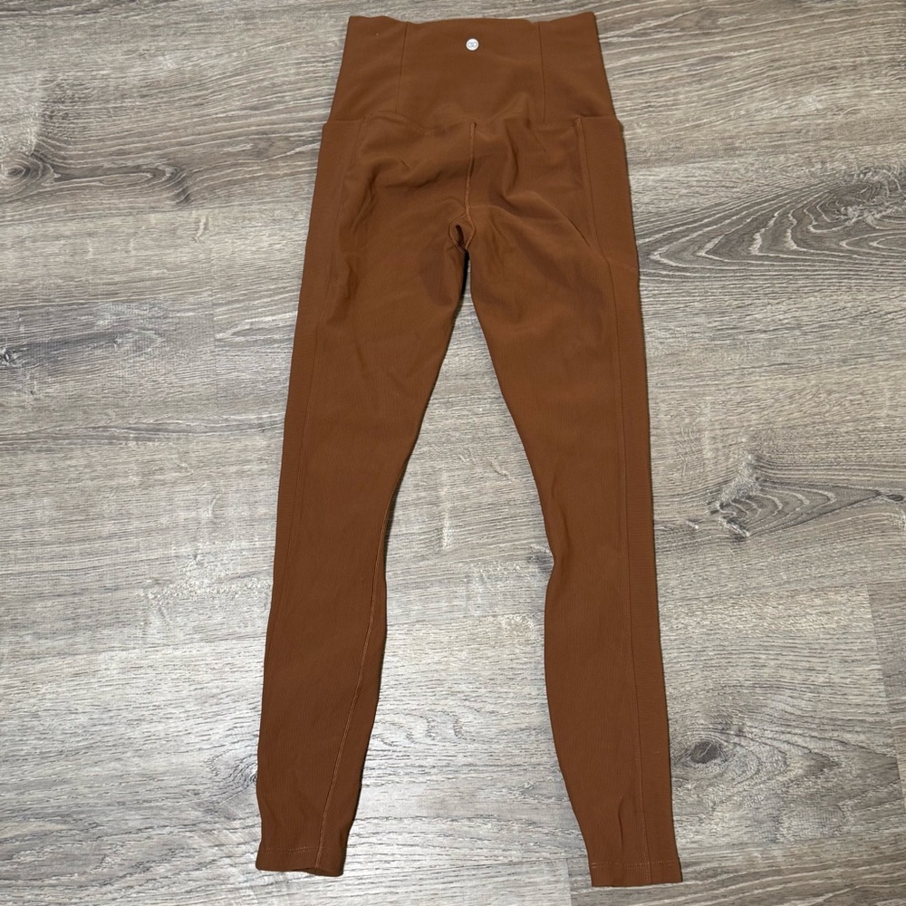 Calia Ribbed High Waist Pocket Leggings Brown Women's Activewear XS